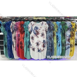 Šaty bavlněné krátký rukáv dámské nadrozměr (XL/2XL ONE SIZE) ITALSKÁ MÓDA IMWD222516