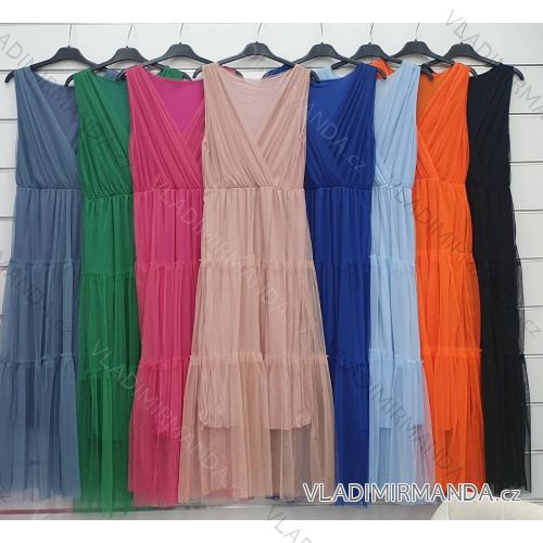 Šaty dlouhé bez rukávu dámské (S/M ONE SIZE) ITALSKÁ MÓDA IMWK222523