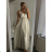 Women's long summer satin strapless dress (S/M ONE SIZE) ITALIAN FASHION IMM22360 white