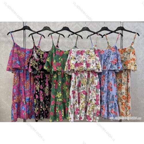Šaty letní na ramínka dámské  (S/M ONE SIZE) ITALSKÁ MÓDA IMWK222604