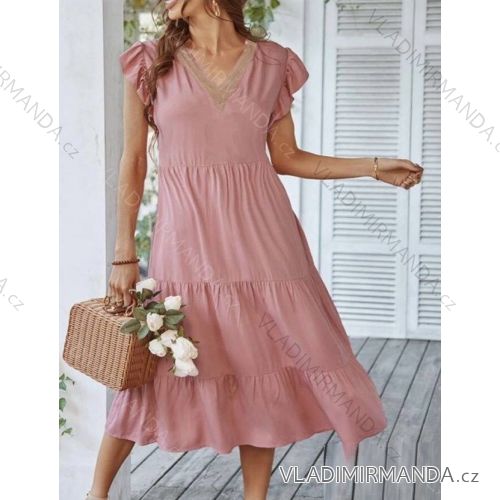 Summer Midi Short Sleeve Summer Dress (S / M / L ONE SIZE) ITALIAN FASHION IMWA222563