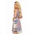 377-3 A trapezoidal dress with a neckline - colorful pattern