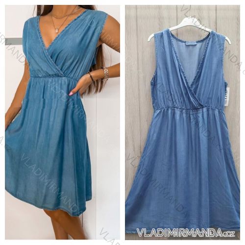 Women's sleeveless denim dress (S / M ONE SIZE) ITALIAN FASHION IMWL222649