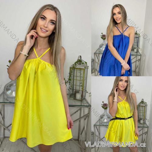 Šaty letní na ramínka dámské  (S/M ONE SIZE) ITALSKÁ MÓDA IMWK222604