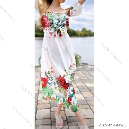 Summer long dress carmen women (S / M ONE SIZE) ITALIAN FASHION IMWB22034