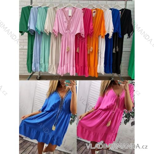Women's Short Sleeve Summer Dress (S / M ONE SIZE) ITALIAN FASHION IMWOP22OP0374