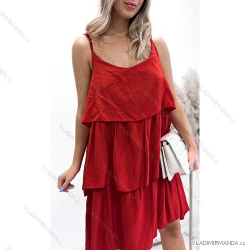 Šaty letní na ramínka dámské  (S/M ONE SIZE) ITALSKÁ MÓDA IMWK222604