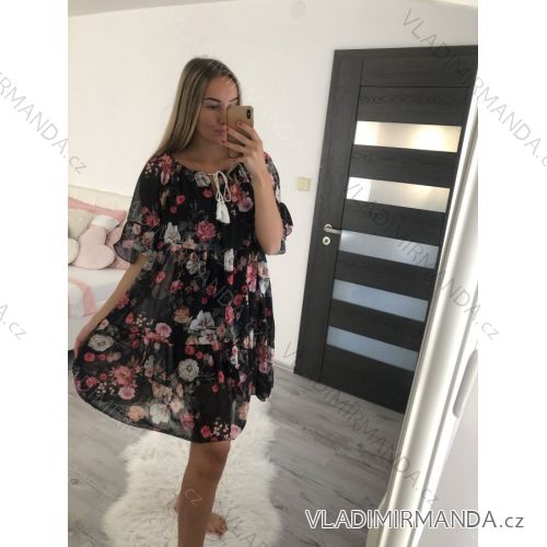 Women's Long Flared Dress Carmen Shoulders (S / M ONE SIZE) ITALIAN FASHION IMWA221622