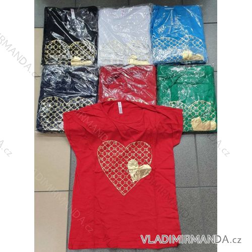 Tričko krátky rukáv dámske nadrozmer (2XL-4XL) TURECKÁ MÓDA TMWG22GYA0370-1