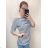 T-shirt with 3/4 sleeve stripe ladies (uni sl) ITALIAN Fashion IM522PRUH L / XL White-blue