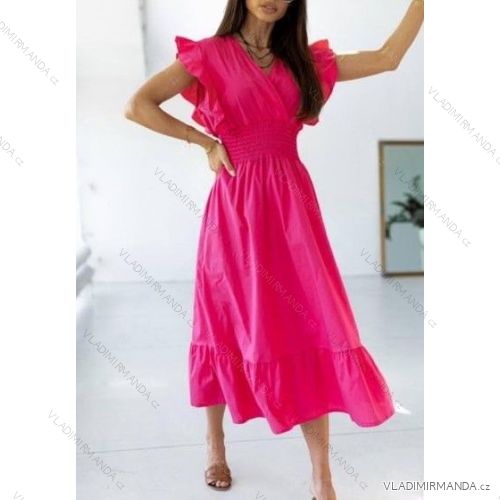 Women's Long Summer Chiffon Short Sleeve Dress (S / M ONE SIZE) ITALIAN FASHION IMWP222643