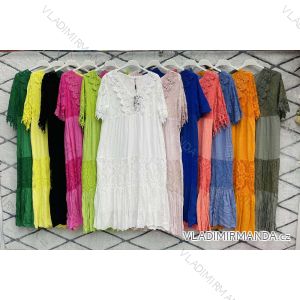 Šaty letní  krajkové krátký rukáv dámské nadrozměr (L/XL/2XL ONE SIZE) ITALSKÁ MÓDA IMWD22064
