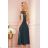 381-2 LINDA - chiffon dress with lace neckline - green