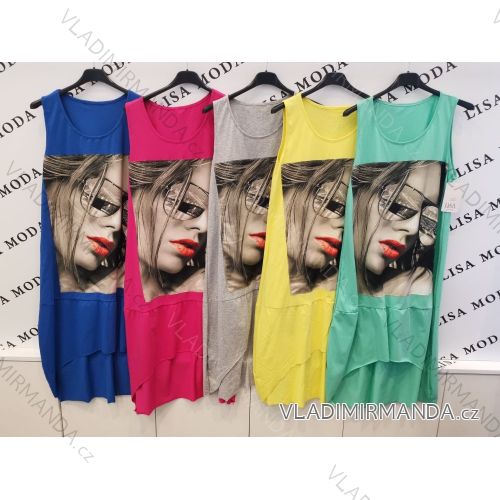 Šaty letní volnočasové bez rukávu dámské (S/M ONE SIZE) ITALSKÁ MÓDA IMPLS2234543