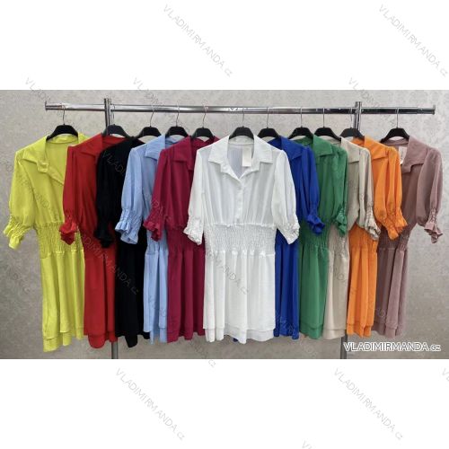 Šaty letní na ramínka dámské  (S/M ONE SIZE) ITALSKÁ MÓDA IMWK222604