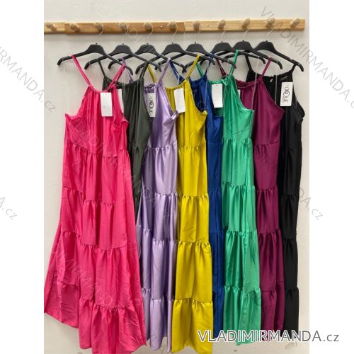 Šaty letní dlouhé na ramínka dámské (S/M ONE SIZE) ITALSKÁ MÓDA IMPDY22LS15705/6091