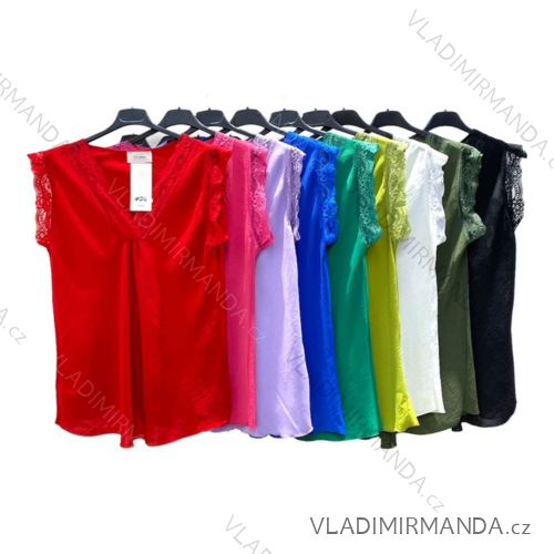 Women's Lace Short Sleeve T-Shirt (S / M ONE SIZE) ITALIAN FASHION IMPHD2217355