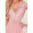 381-1 LINDA - chiffon dress with lace neckline - dirty pink