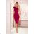 301-4 TAMARA Elegant midi dress with belt - Burgundy color