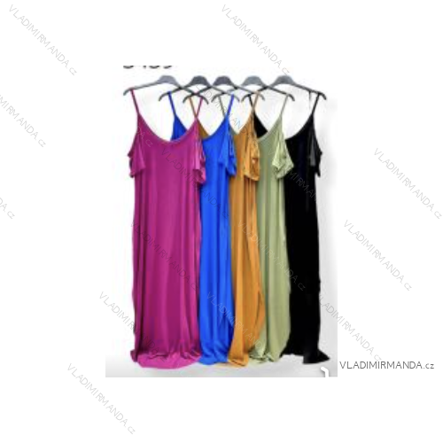 Šaty letní dlouhé na ramínka dámské (S/M ONE SIZE) ITALSKÁ MÓDA IMPDY22LS15705/6091