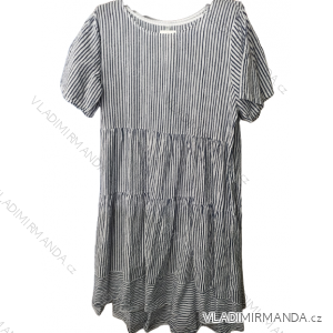 Summer Short Sleeve Dress, Women's Stripe (L / XL / 2XL ONE SIZE) ITALIAN FASHION IM722106