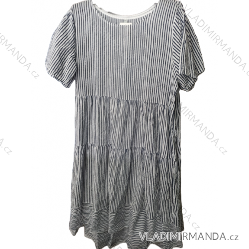 Summer Short Sleeve Dress, Women's Stripe (L / XL / 2XL ONE SIZE) ITALIAN FASHION IM722106