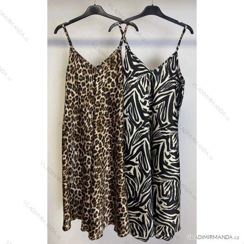Summer satin dress with straps women's leopard (S / M ONE SIZE) ITALIAN FASHION IMM22933