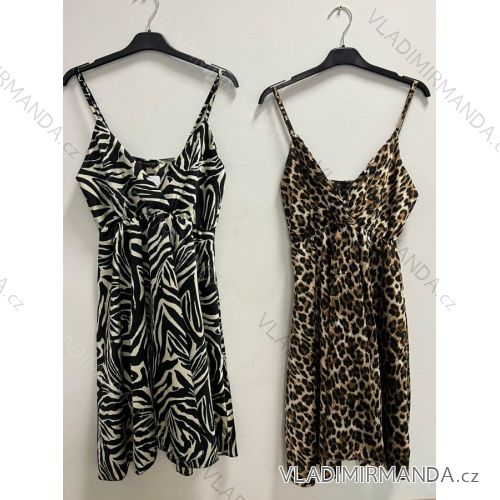 Šaty letní saténové na ramínka dámské leopard (S/M ONE SIZE) ITALSKá MóDA IMM22933