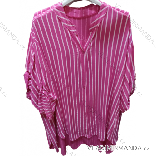 Long Oversize Short Sleeve Women's Plus Size Shirt (XL/2XL ONE SIZE) ITALIAN FASHION IMN22027