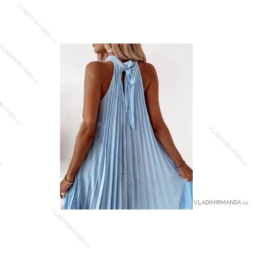 Women's Long Summer Pleated Sleeveless Dress (S/M ONE SIZE) ITALIAN FASHION imwb22070
