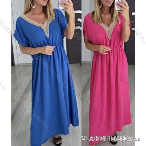 Women's Long Summer Short Sleeve Dress (S / M ONE SIZE) ITALIAN FASHION IMWB22026