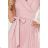385-1 WENDY Pleated dress with an envelope neckline - powder pink