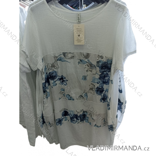 Šaty letní bavlněné krátký rukáv dámské (L/XL/2XL ONE SIZE) ITALSKÁ MÓDA IM722251