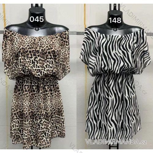 Šaty letní šifonové carmen dámské (S/M ONE SIZE) ITALSKÁ MÓDA IMM22981