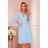 313-10 ISABELLE Pleated dress with neckline and long sleeve - light blue