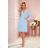 313-10 ISABELLE Pleated dress with neckline and long sleeve - light blue