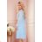 313-10 ISABELLE Pleated dress with neckline and long sleeve - light blue