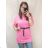 Tričko krátký rukáv dámské (S/M/L ONE SIZE) ITALSKÁ MÓDA IMP21002 pink XL/2XL