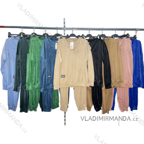 Women's Tracksuit Velvet Sweatshirt and Sweatpants Set (M/L/XL ONE SIZE) ITALIAN FASHION IM422901