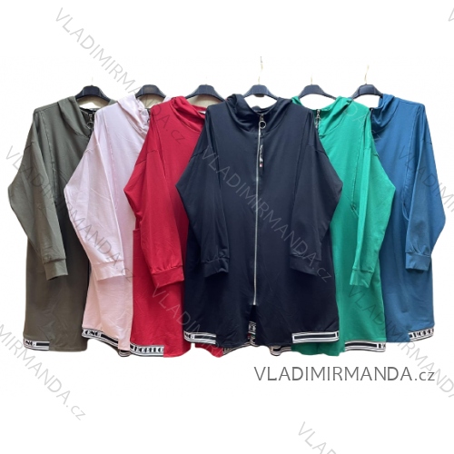 Mikina prodloužená na zip s kapucí dámská (XL/2XL/3XL ONE SIZE) ITALSKÁ MÓDA IM422911