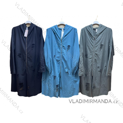 Mikina prodloužená na zip s kapucí dámská (XL/2XL/3XL ONE SIZE) ITALSKÁ MÓDA IM422911