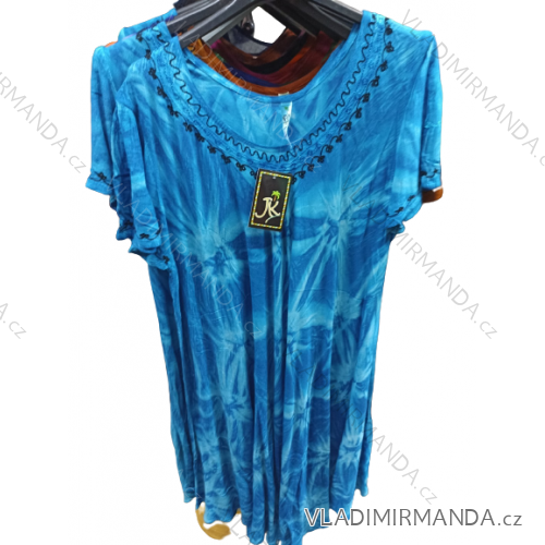 Šaty letní krátký rukáv dámské nadrozměr (L/XL/2XL ONE SIZE) INDICKÁ MÓDA IMB22183