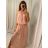 Women's Long Flared Dress Carmen Shoulders (S / M ONE SIZE) ITALIAN FASHION IMWA221622 M / L Neon green