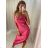 Women's long summer satin strapless dress (S / M ONE SIZE) ITALIAN FASHION IMWB222457 Pink dark S/M