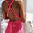 Women's Dress Long Straps Variable Tie (S/M/L/XL ONE SIZE) ITALIAN FASHION IMM223000HG - Fuchsia Pink - S/M