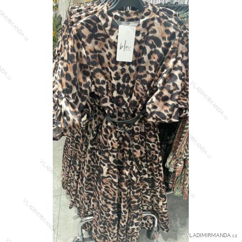 Women's Leopard Long Sleeve Long Dress (S/M ONE SIZE) ITALIAN FASHION IMM22BR1100