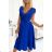 381-3 LINDA - chiffon dress with lace neckline - royal blue