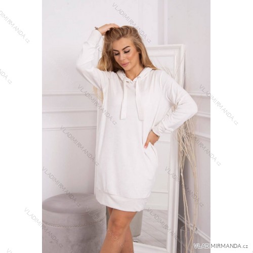 Velor dress with a hood ecru