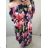 Šaty dlouhé 3/4 dlouhý rukáv dámské (2XL/3XL ONE SIZE) ITALSKÁ MÓDA IMLI21002 2XL/3XL flower