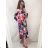 Šaty dlouhé 3/4 dlouhý rukáv dámské (2XL/3XL ONE SIZE) ITALSKÁ MÓDA IMLI21002 2XL/3XL flower